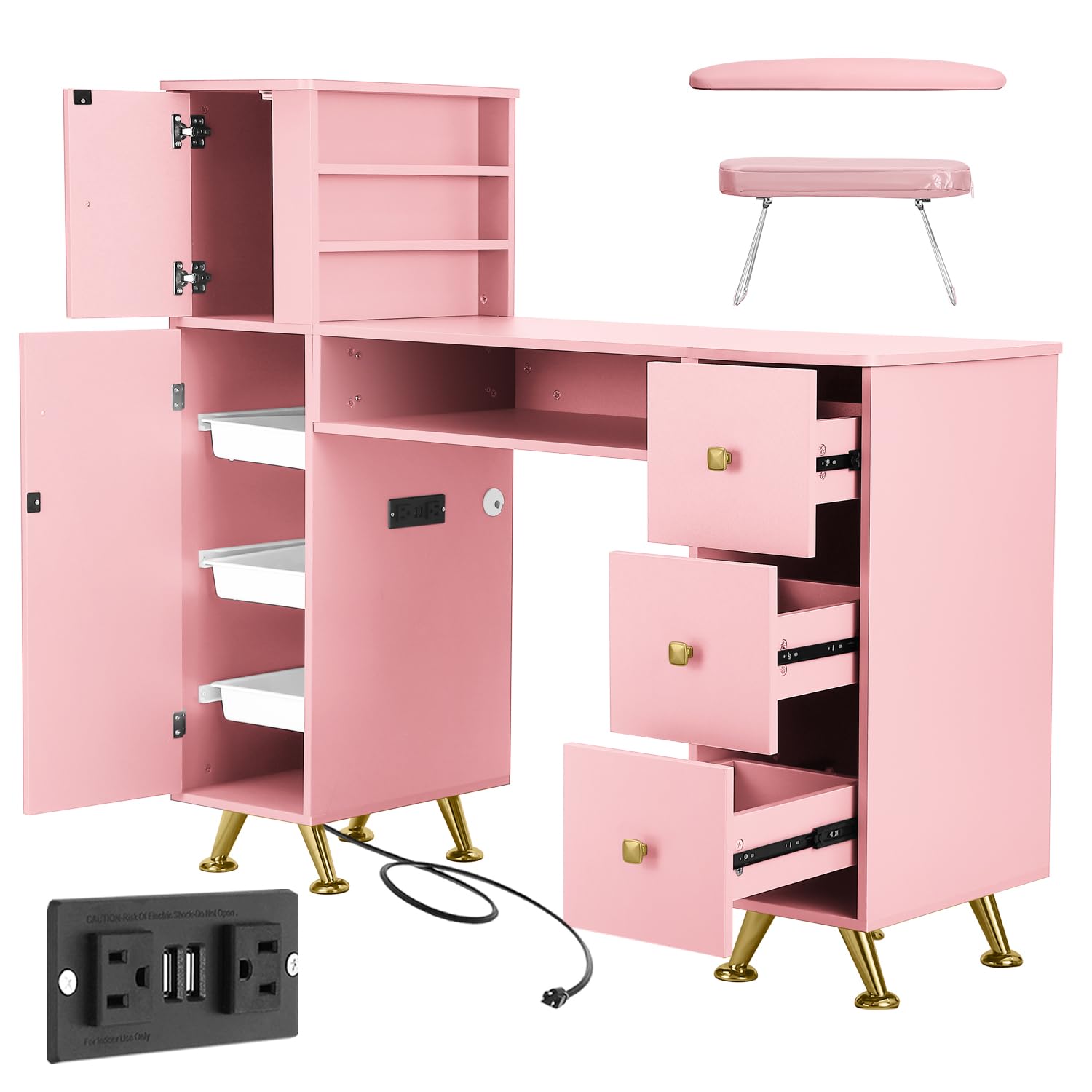 Розовый маникюрный стол для ма – обзор и цена Beauty Makeup Desk